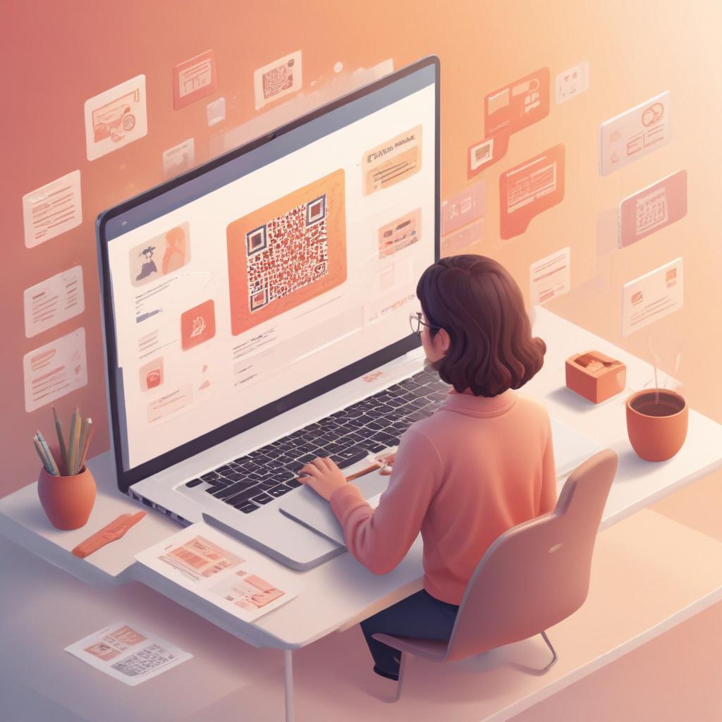 Workflow illustration showing a speaker setting up a knowledge base and generating a QR code on a laptop