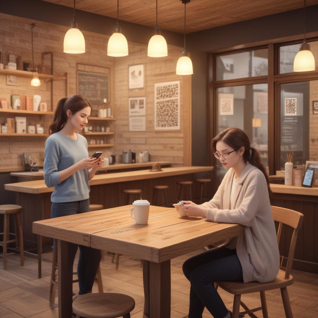 QR code on a café table for customers to scan and ask questions