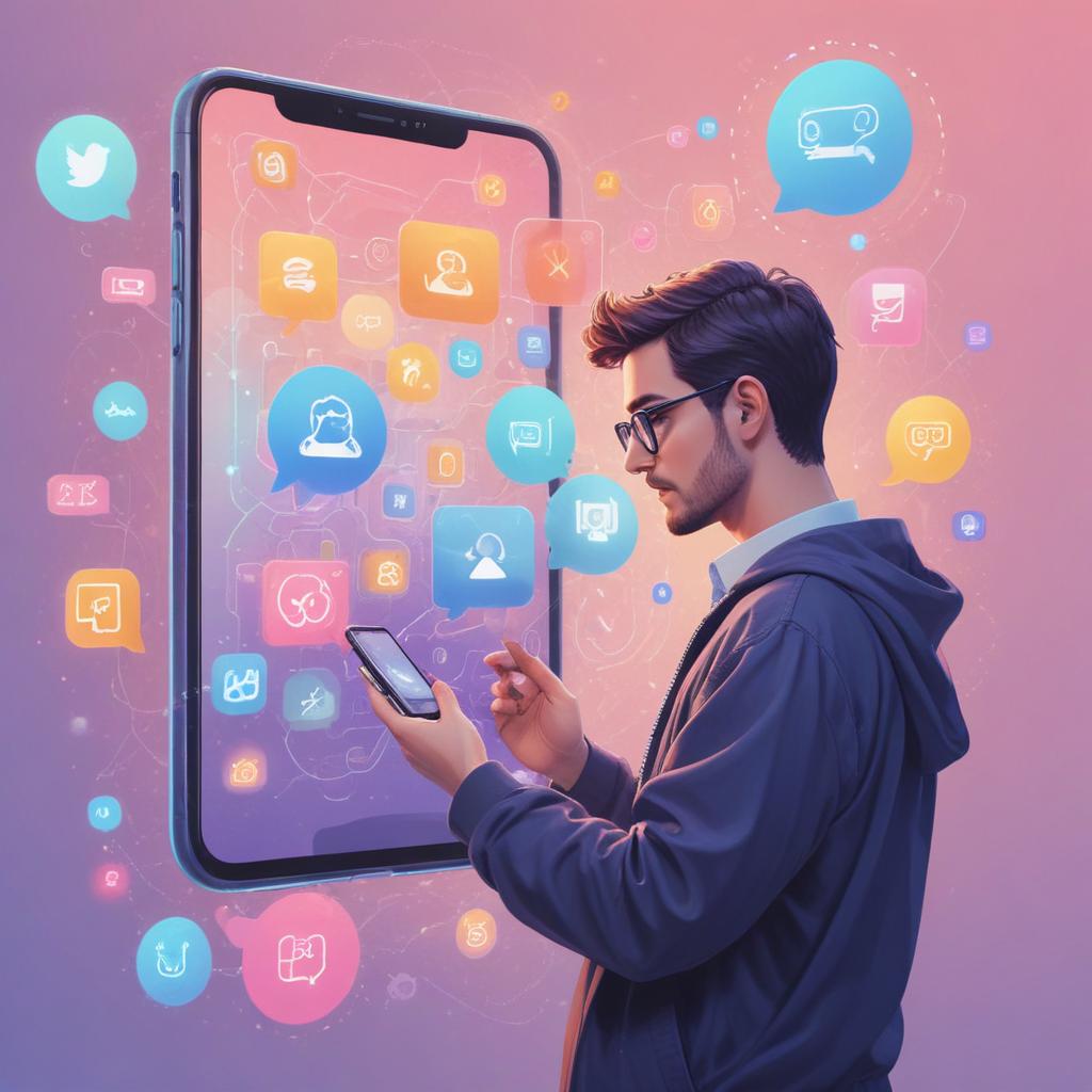 A marketer sharing an AI link across Instagram, Facebook, LINE and other social platforms